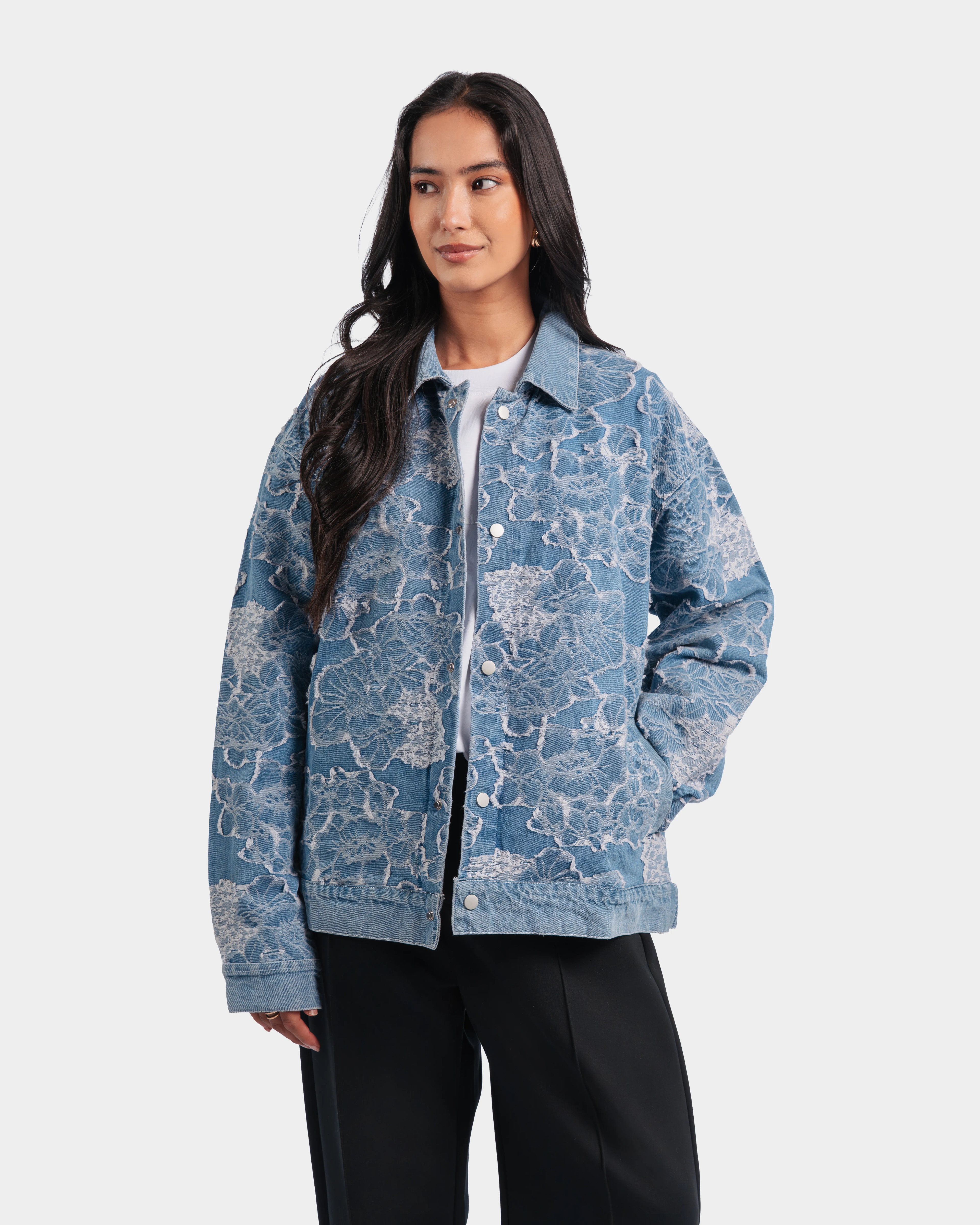 Floral Denim Jacquard Jacket